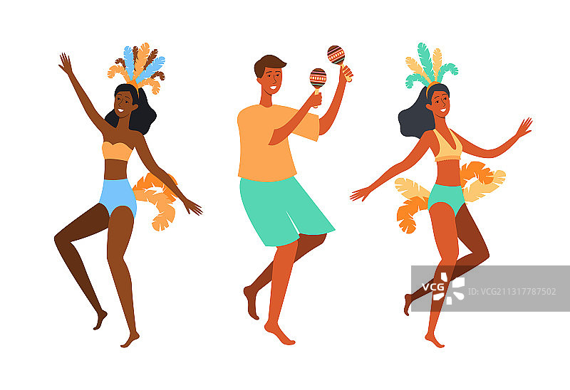 巴西舞者卡通人物集合图片素材