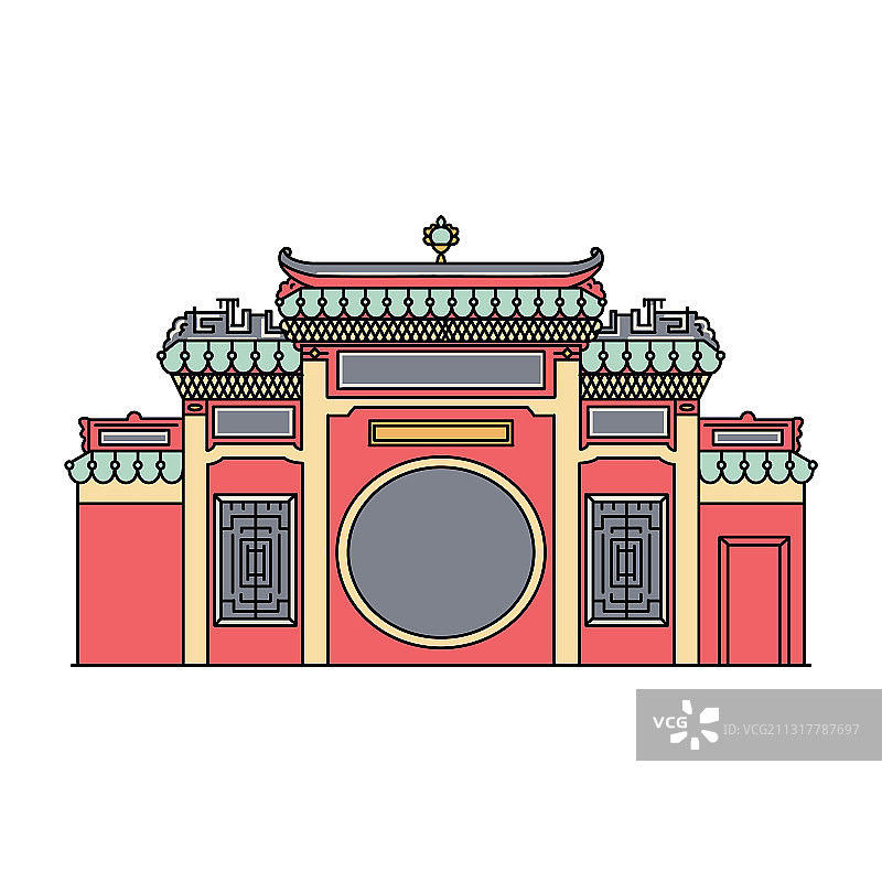 中国澳门著名红色寺庙牌坊图片素材