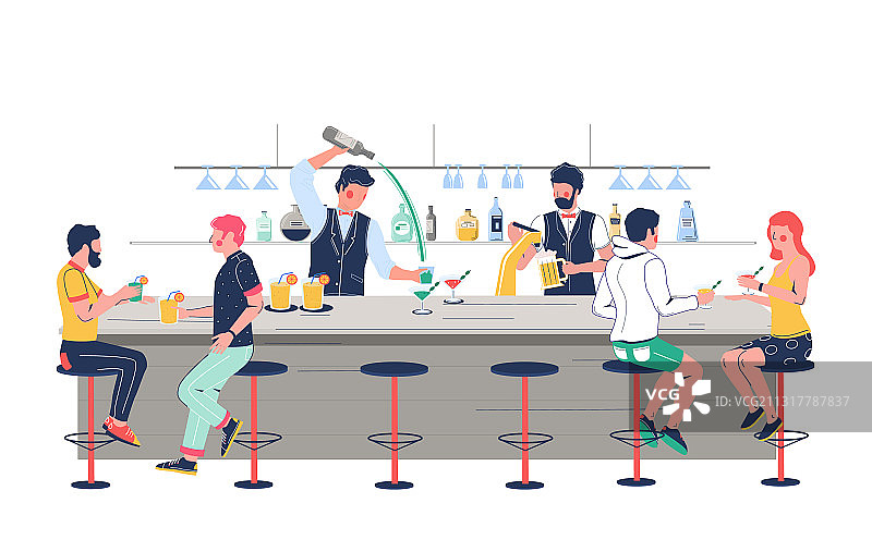 调酒师角色倒啤酒制作酒精饮品图片素材