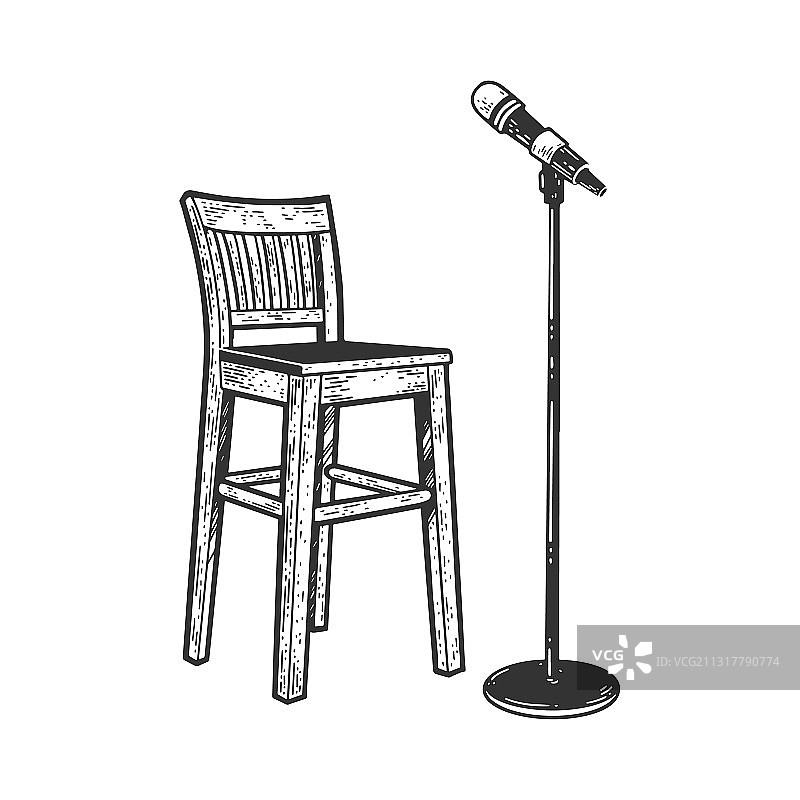 椅子和麦克风素描图片素材