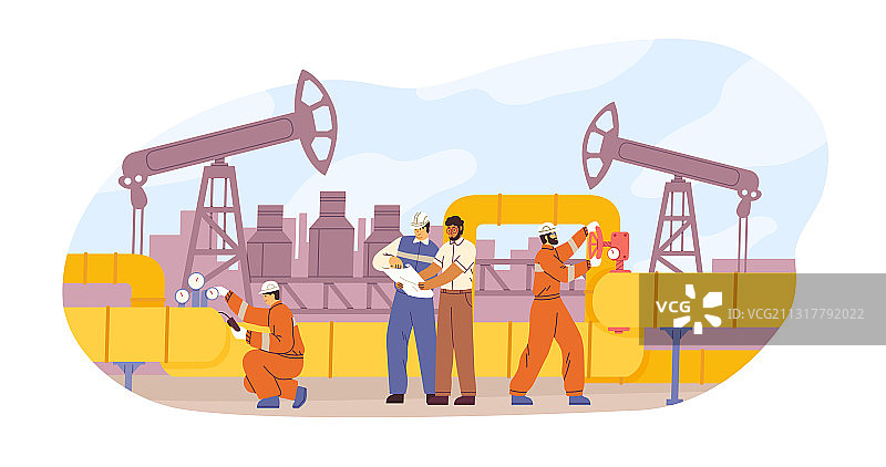 石油或天然气管道服务扁平图标图片素材