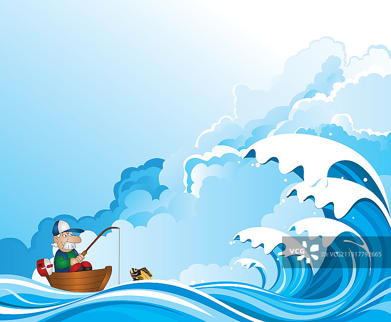 遇到麻烦的渔夫图片素材