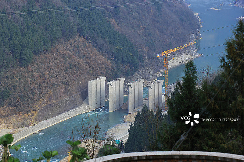 嘉陵江上小型水电项目建设图片素材