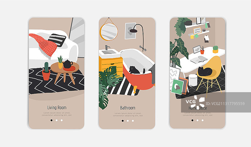 室内设计App页面模板图片素材