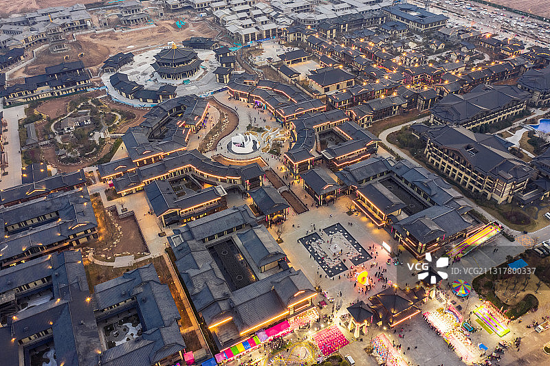 亚洲中国河南省焦作市云台古镇夜景图片素材