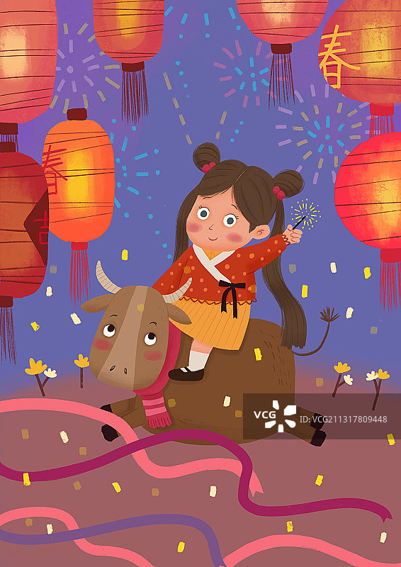 牛牛过新年图片素材