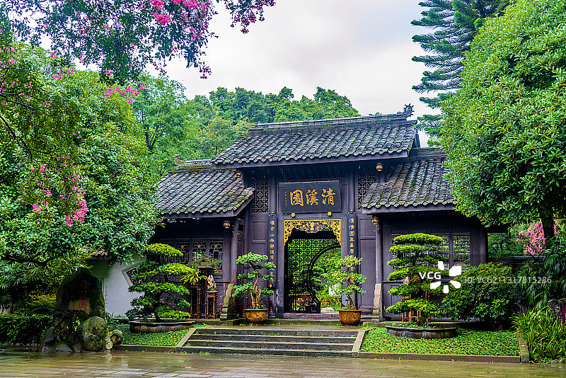 中国四川成都都江堰清溪园图片素材