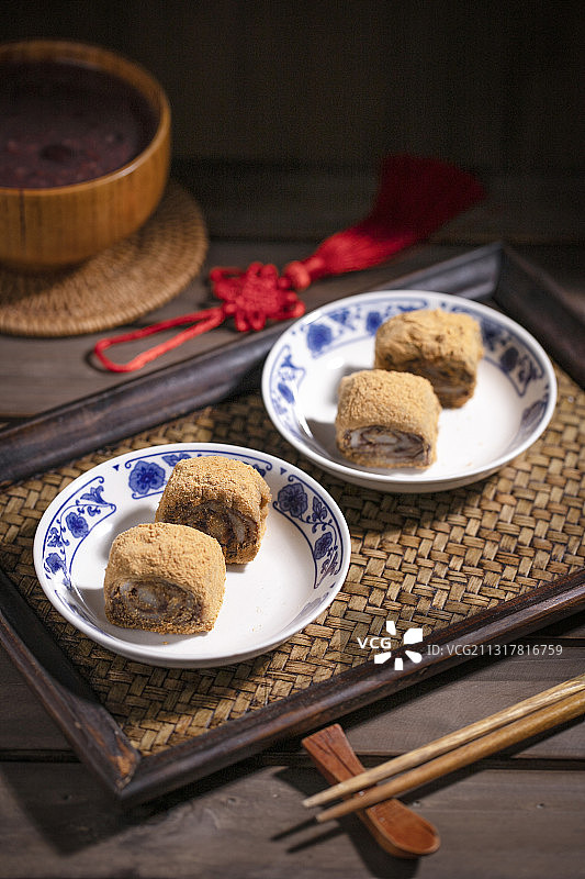 北京风味小吃驴打滚图片素材