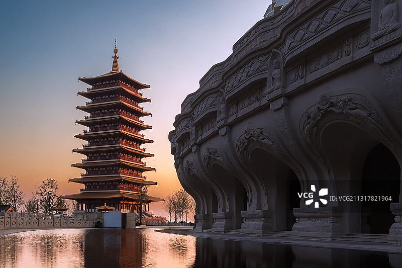 夕照佛顶塔图片素材