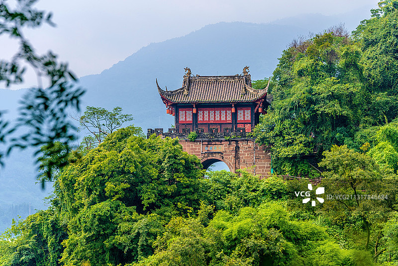 中国四川成都都江堰玉垒关图片素材