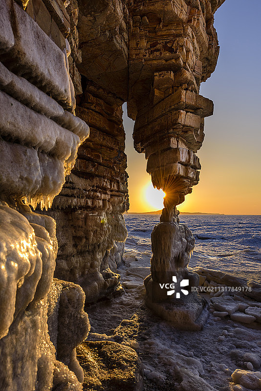 中国辽宁大连排石桌腿日暮风光图片素材