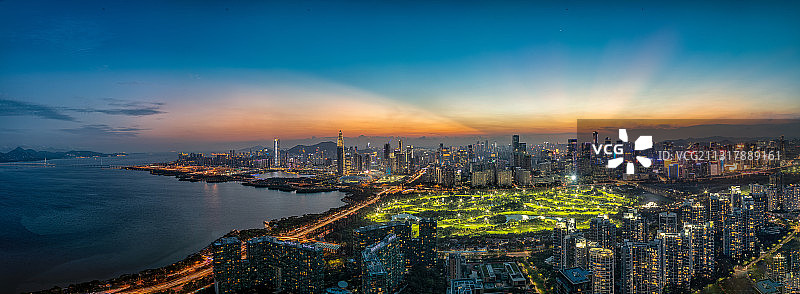 深圳湾后海南山全景航拍图片素材