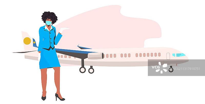 穿制服的非裔美国空姐图片素材