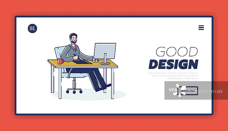 在图形平板电脑上工作的图形设计师图片素材