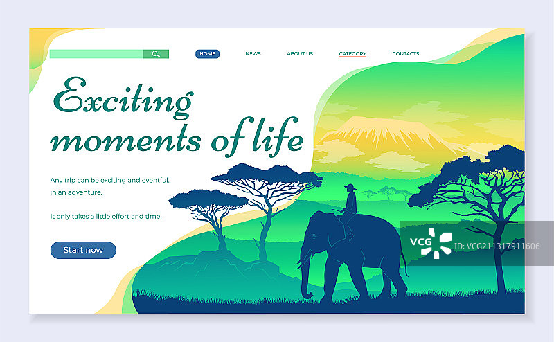 非洲稀树草原日落时分的野生大象图片素材