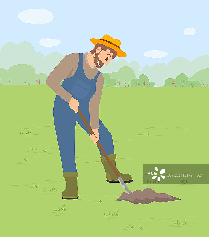 一名装扮成农民的男子正在使用图片素材