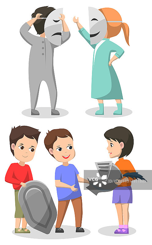 表演俱乐部里戴着面具的孩子们图片素材