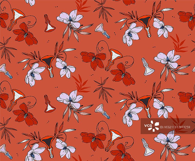 红色植物图案图片素材