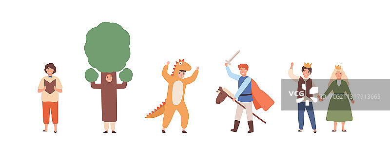 不同服装的儿童戏剧演员图片素材