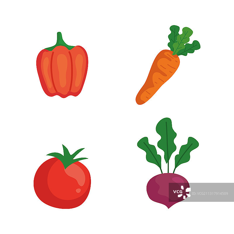 健康新鲜蔬菜和水果套装图片素材