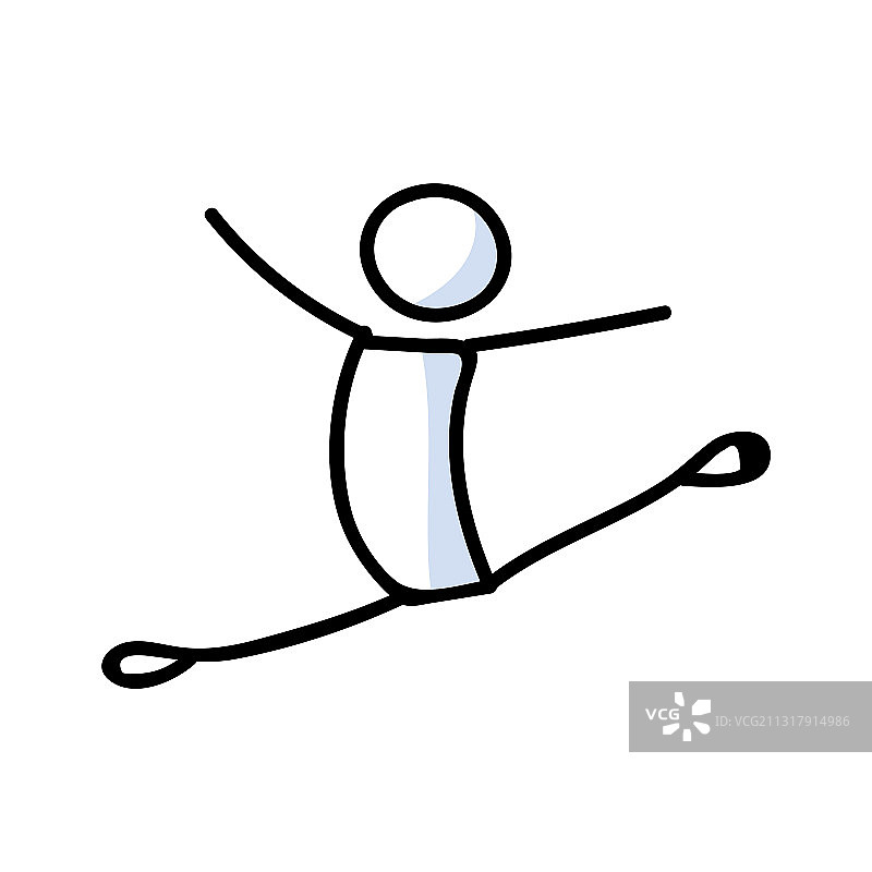 手绘火柴人芭蕾舞者跳跃概念图片素材