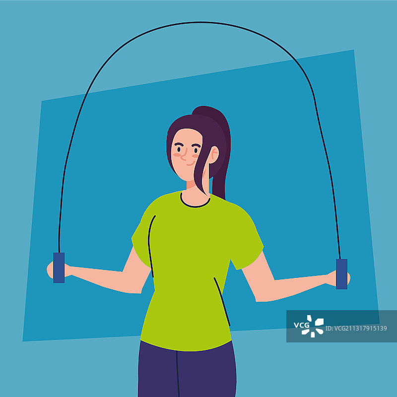 跳绳运动休闲锻炼的女人图片素材