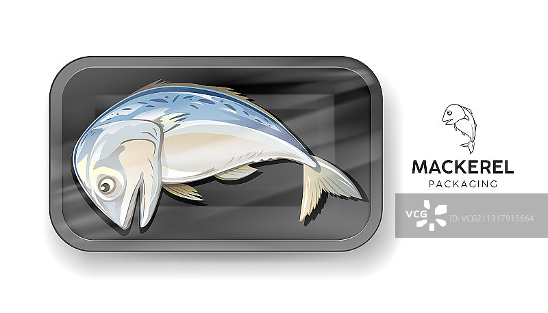 泡沫托盘包装的鲭鱼图片素材