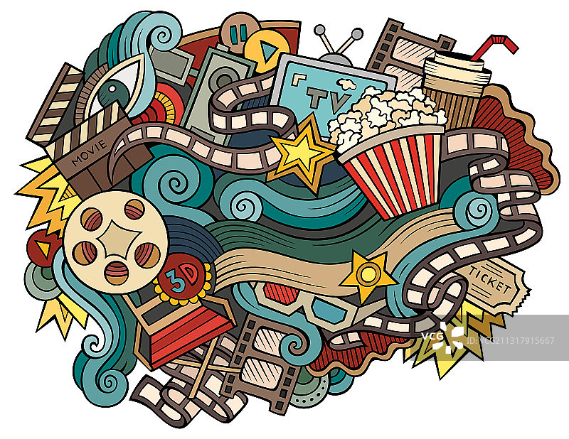 手绘卡通电影涂鸦图片素材