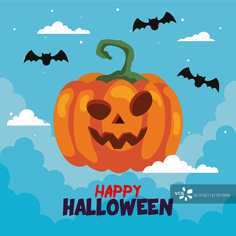 万圣节快乐：南瓜与蝙蝠banner图片素材