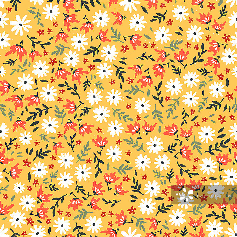 手绘卡通小碎花无缝图案图片素材