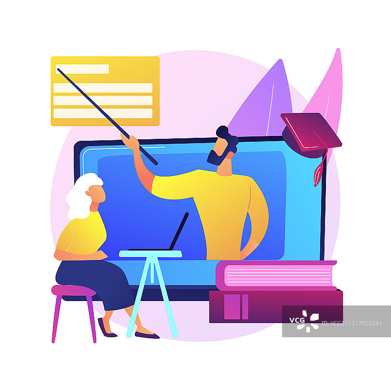 老年人在线学习概念图片素材