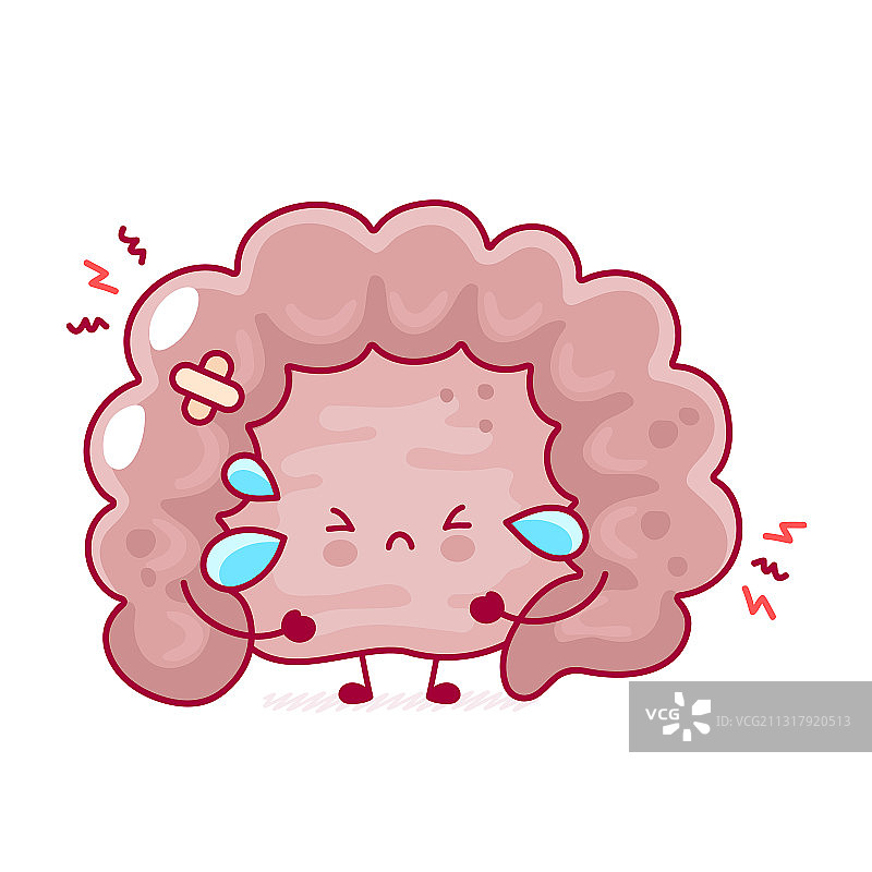 可爱的悲伤的滑稽的人体肠道器官图片素材