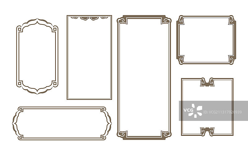简约的传统边框图案白色背景图片素材