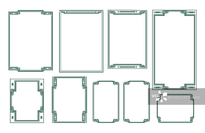 简约的传统边框图案白色背景图片素材