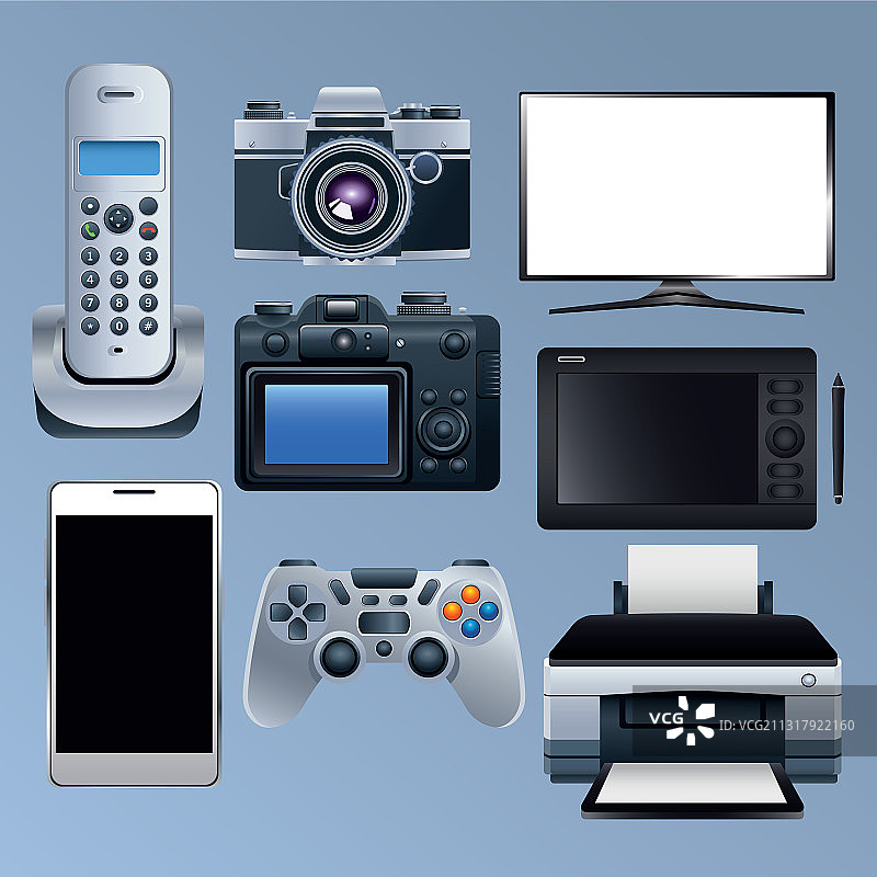 一组电子设备图标图片素材