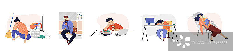 疲惫的办公室工作人员图片素材