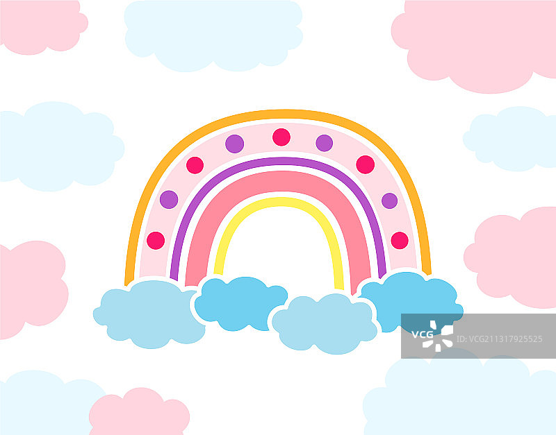 卡通彩虹云朵儿童卡片图片素材