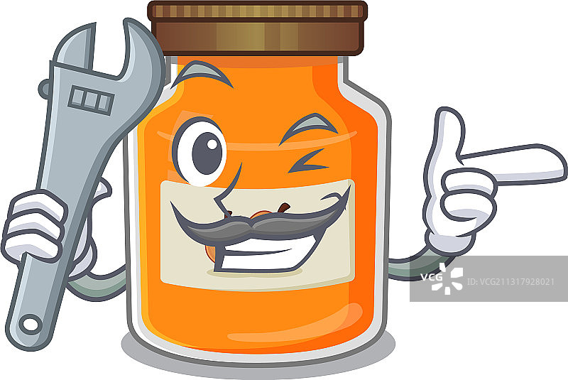 智能维修工与桃子酱卡通人物设计图片素材