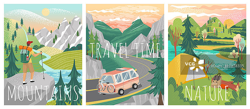 旅行海报设计：野营探险图片素材