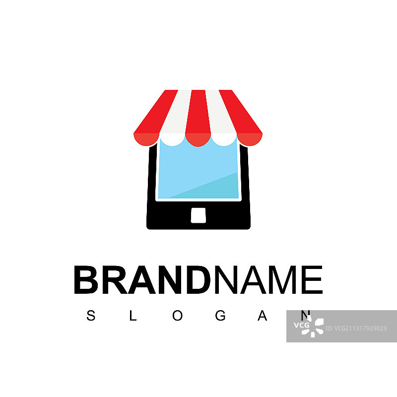 带商店标志的在线商店设备图片素材