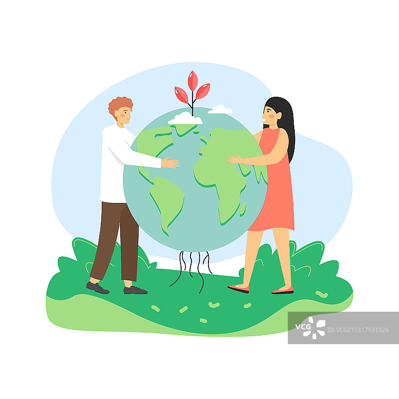 全球环境保护男女图片素材