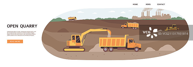 采石场banner-沙地中的工业机械图片素材