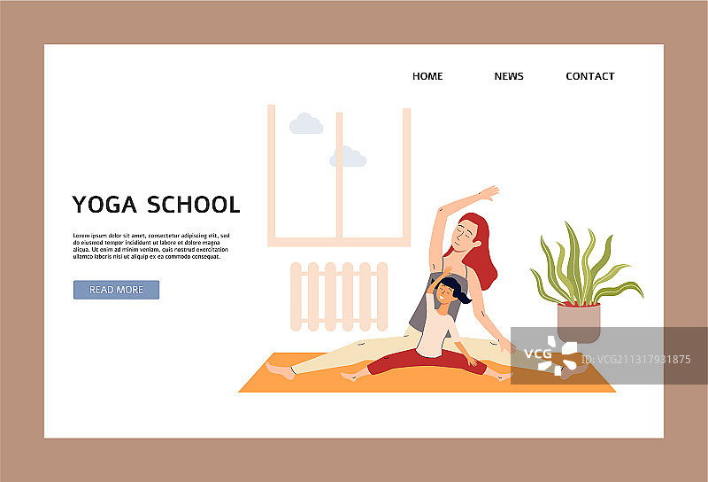 儿童瑜伽学校：女性指导儿童练习瑜伽图片素材