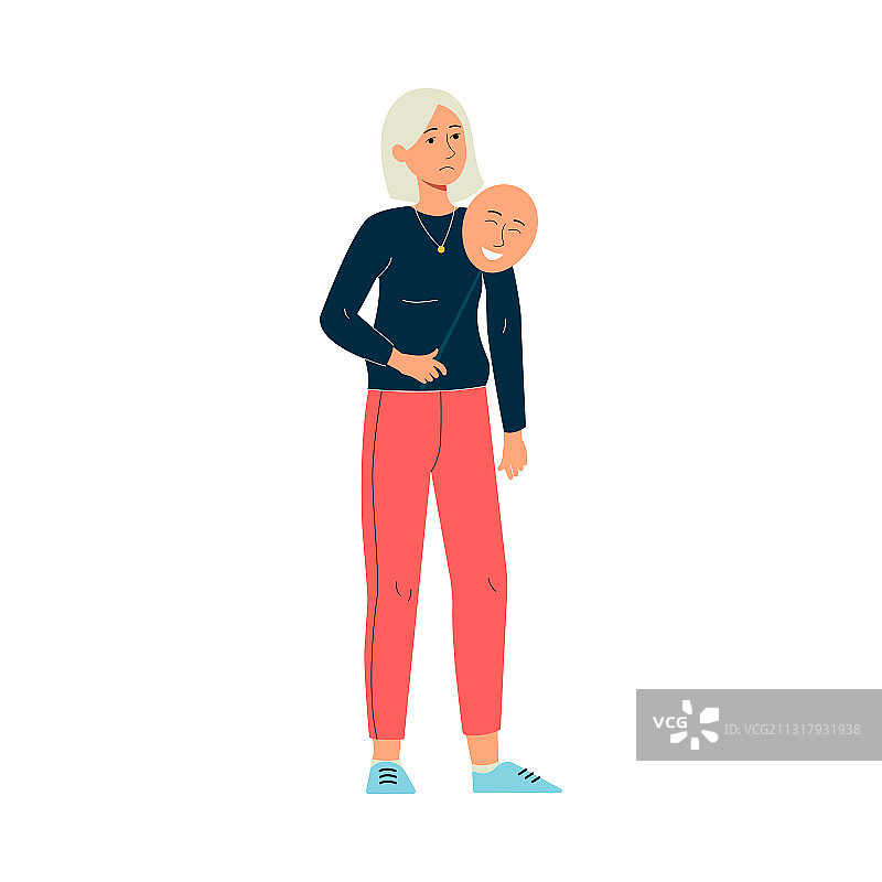 拿着东西的悲伤年轻女人图片素材