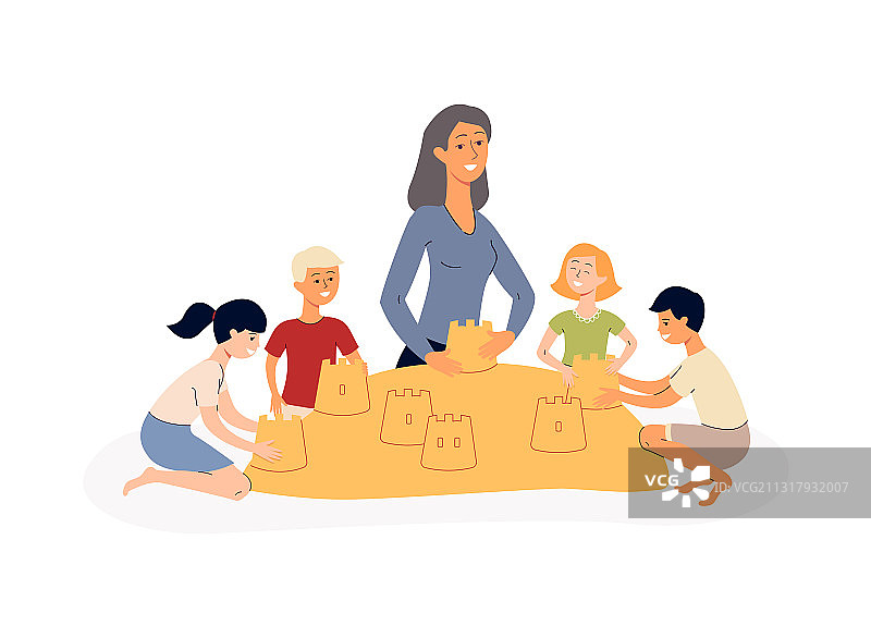 在幼儿园玩沙子的孩子们图片素材