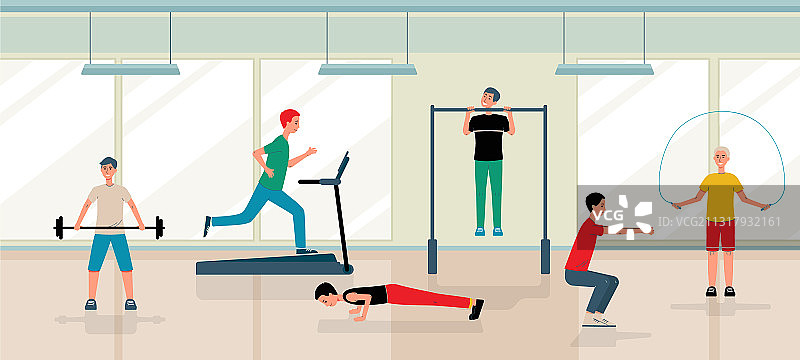 男人在健身房锻炼图片素材