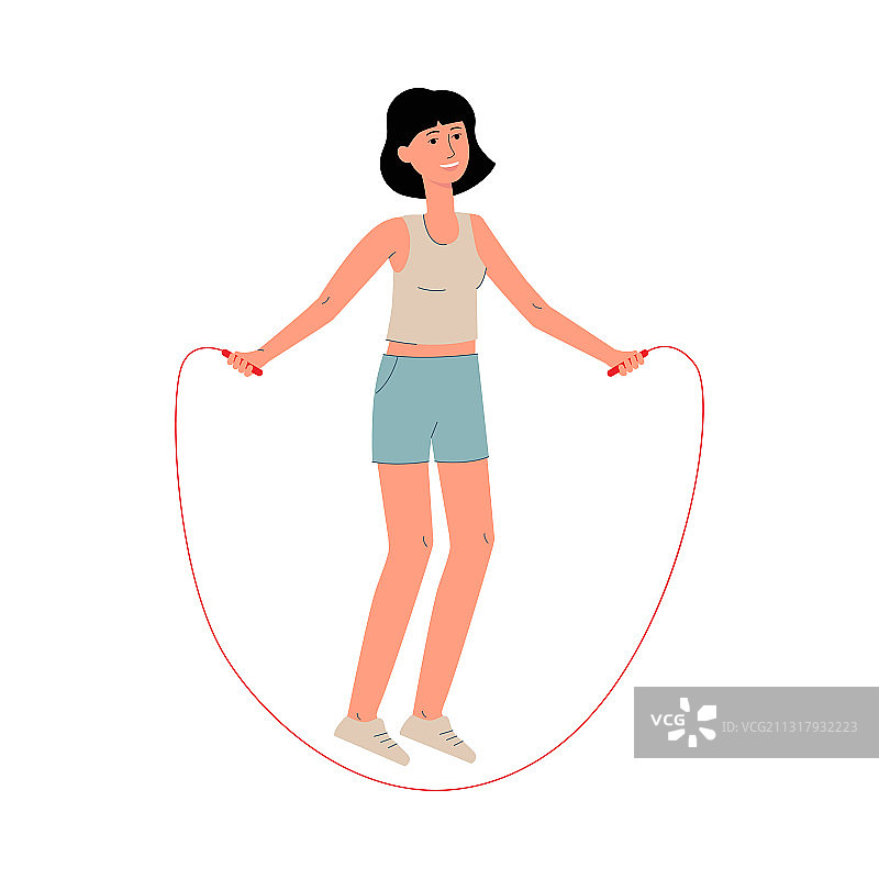 跳绳的健康女性角色图片素材