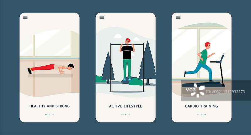 带卡通人物的手机运动App界面图片素材