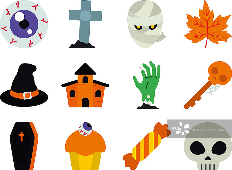 木乃伊和万圣节图标扁平风格图片素材