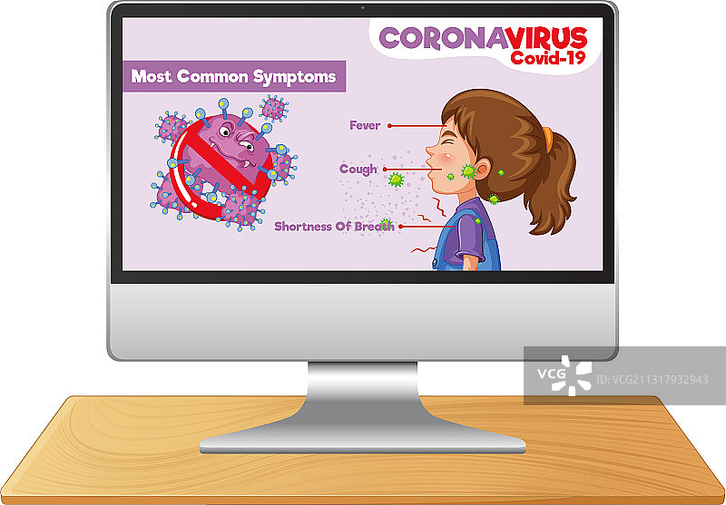 屏幕上带有新冠信息的电脑图片素材